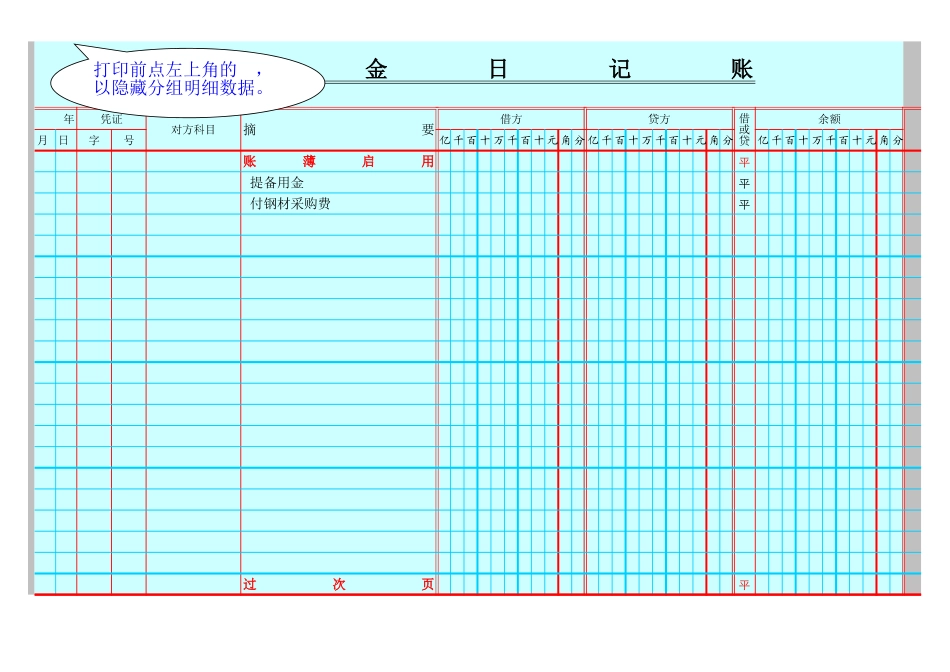 现金日记账(银行日记账)改进版【山大教育】.xls_第1页