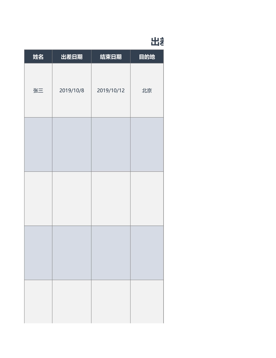 01-【管理表格】-06-出差计划安排表.xlsx_第1页