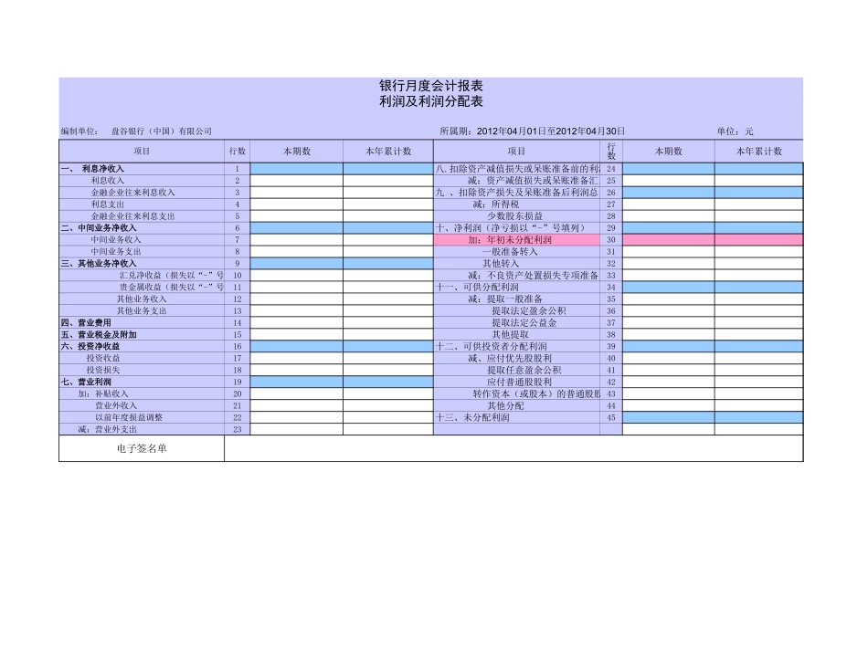 新增银行月度会计资产负债表损益表报表-税务局【山大教育】.xls_第2页