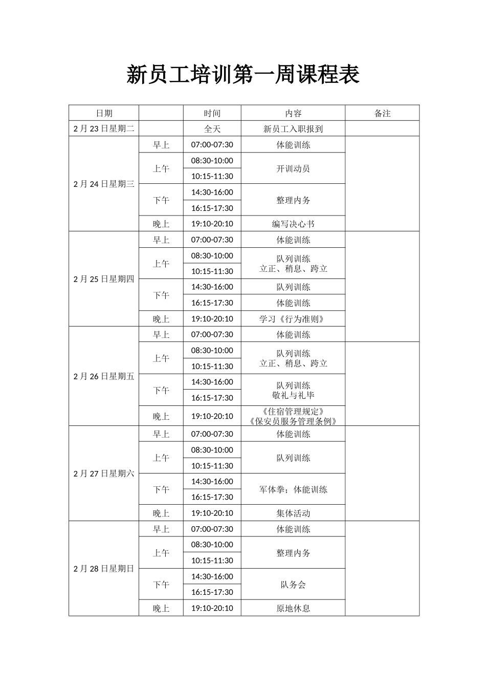 01-【培训计划】19-新员工培训第一周课程表.docx_第1页