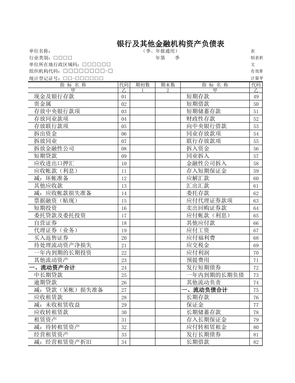 银行及其他金融机构资产负债表【山大教育】.xls_第1页