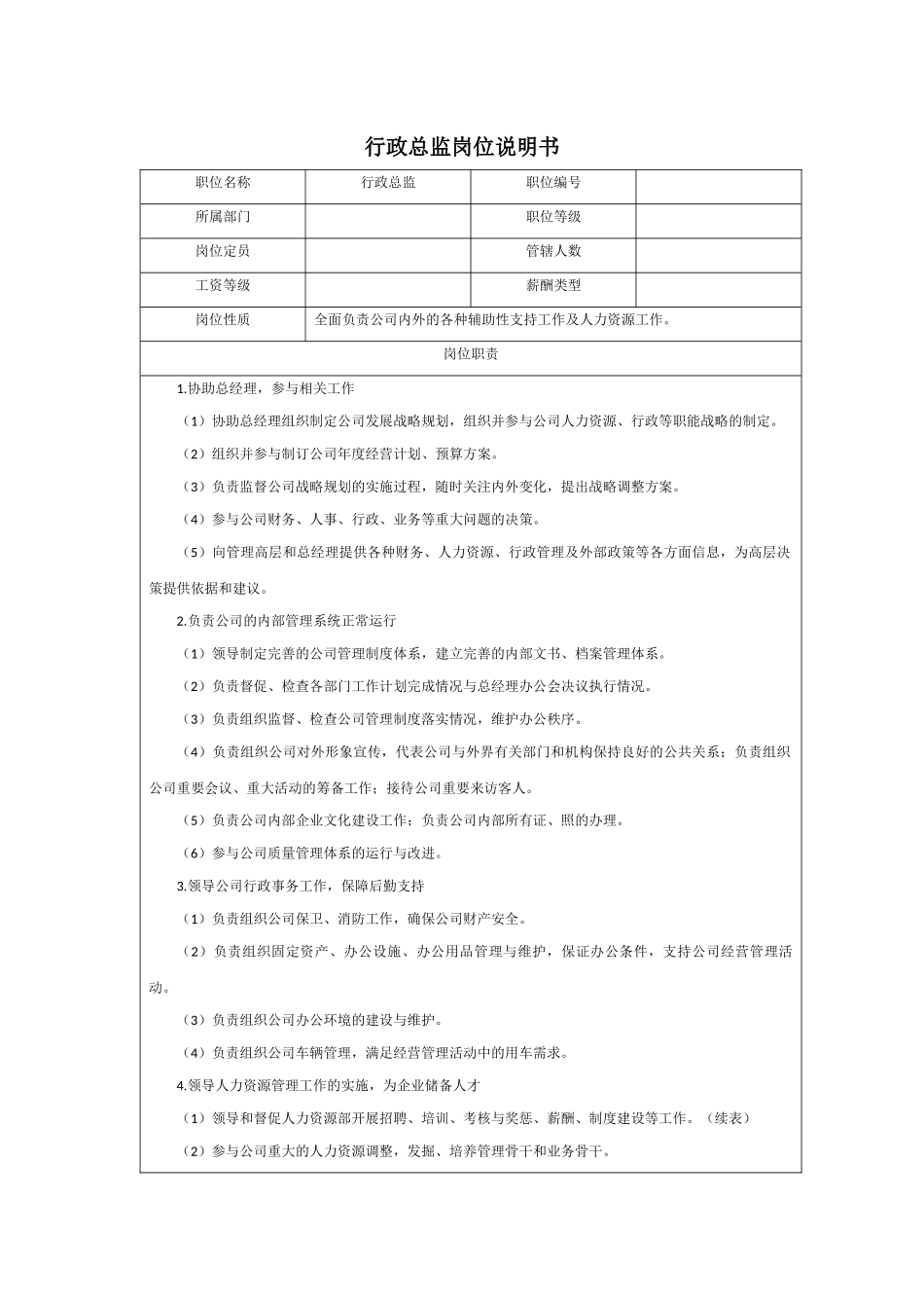 01-01行政总监岗位职责说明书.docx_第1页