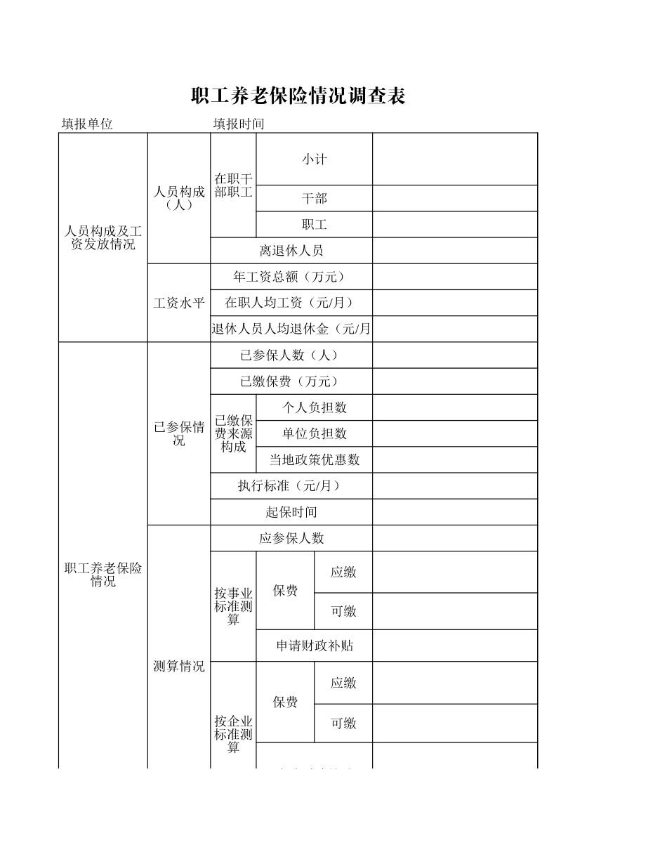 职工养老保险情况调查表【山大教育】.xls_第1页