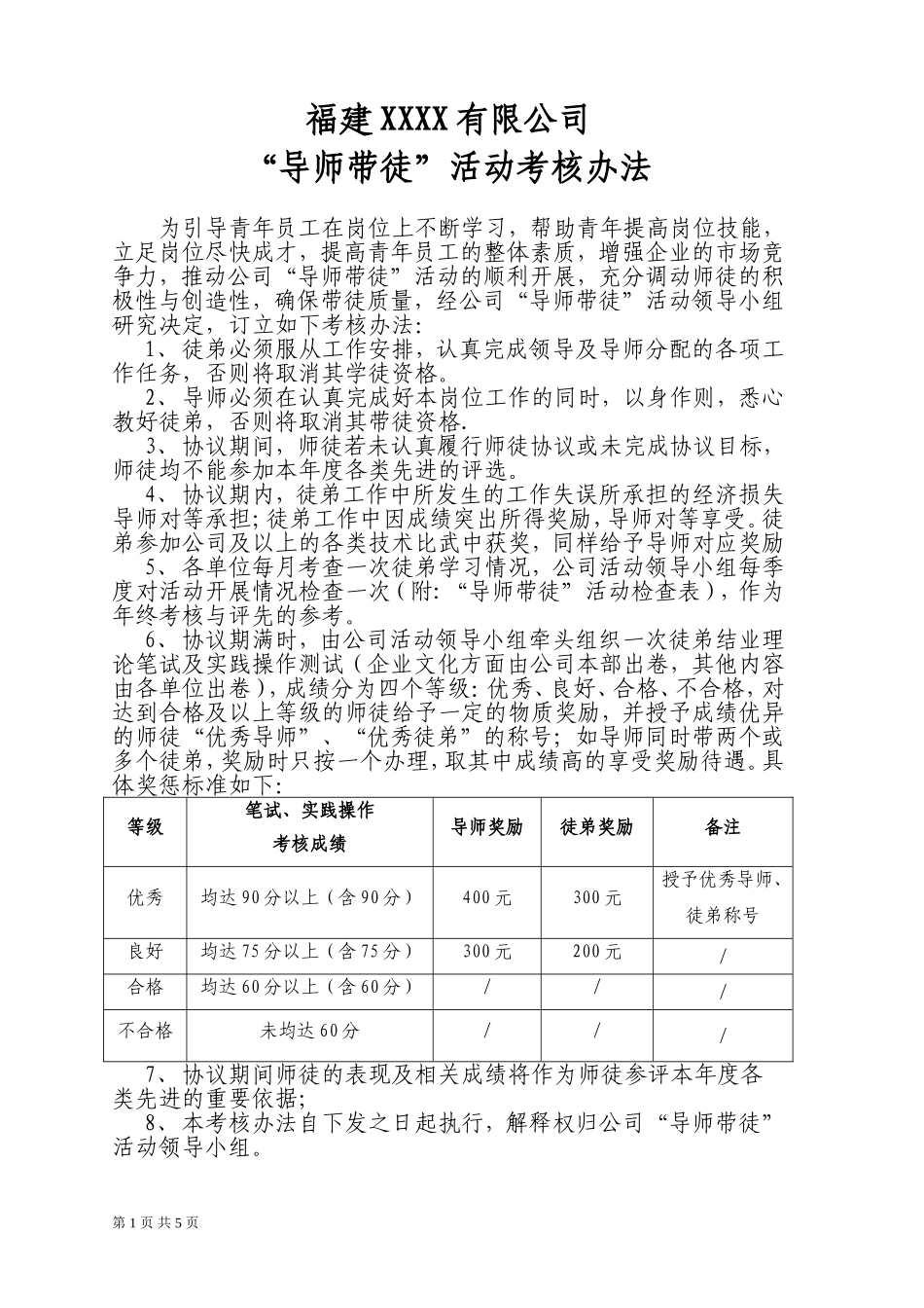 02-【考核方案】01-师带徒考核办法.doc_第1页