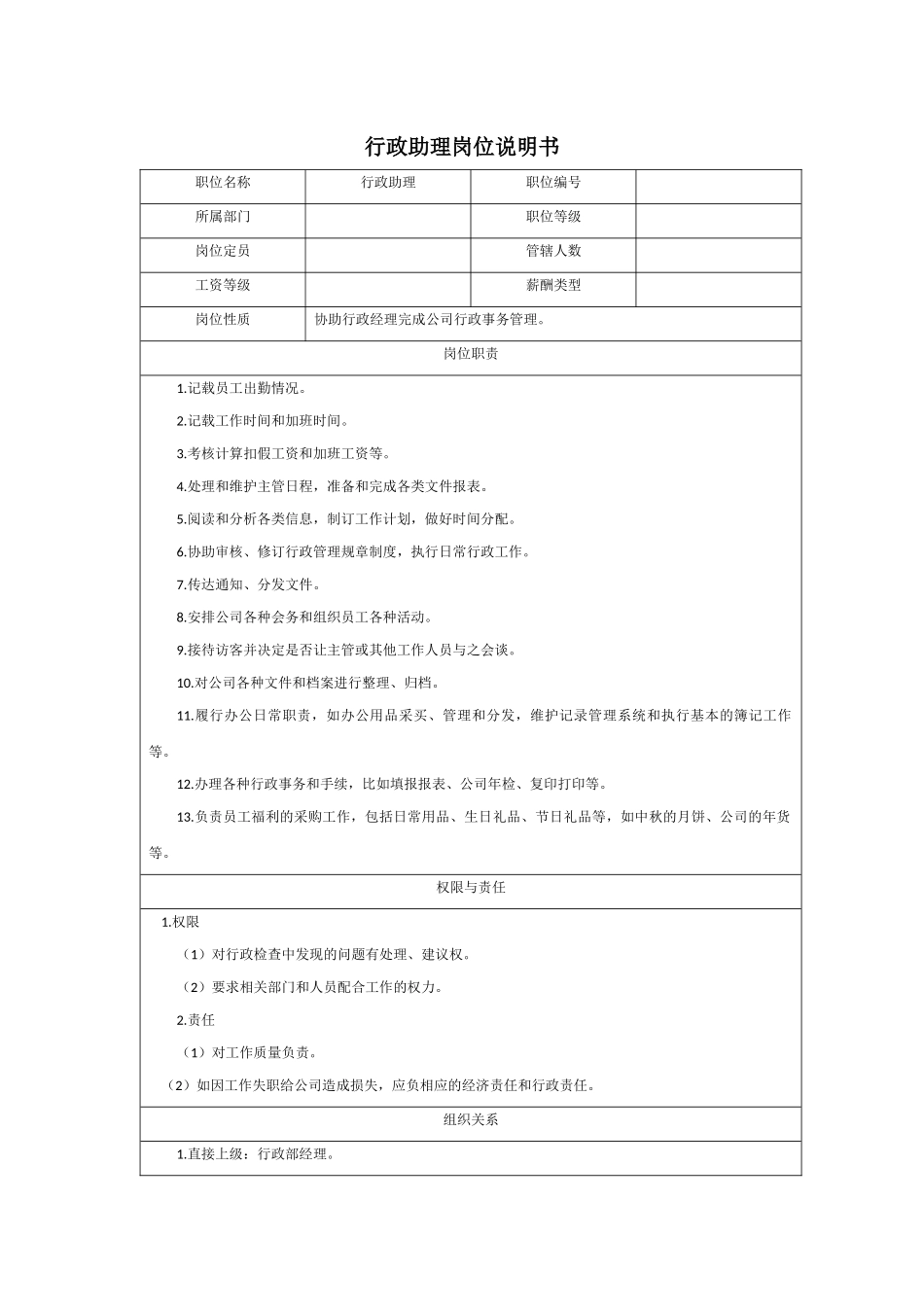 06-02行政助理岗位职责说明书.docx_第1页