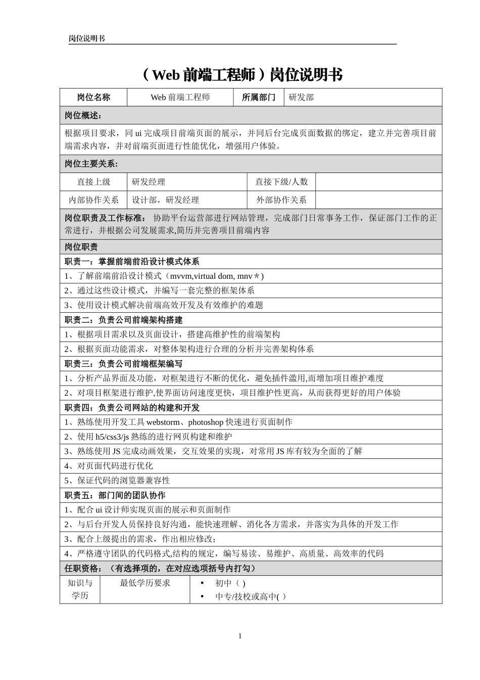 06-03前端开发工程师岗位说明书.doc_第1页