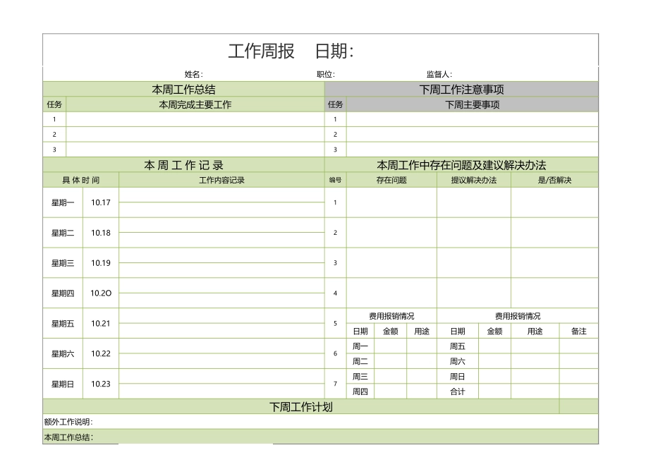 工作周报数据分析表excel模板.xls_第1页