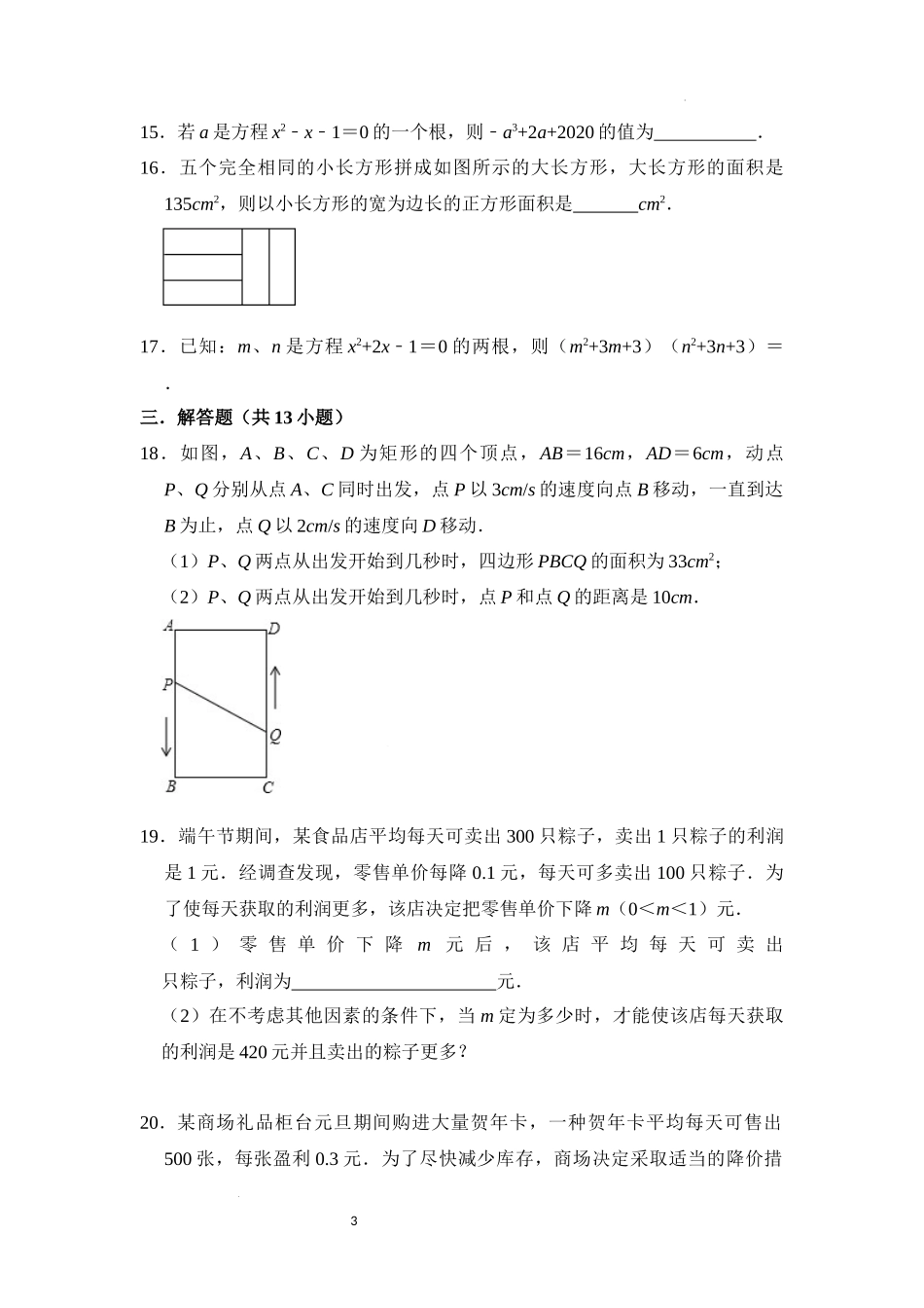 第二十一章 一元二次方程（压轴精选30题）（原卷版）24学年九年级数学上册《重难点题型高分突破》（人教版）.docx_第3页