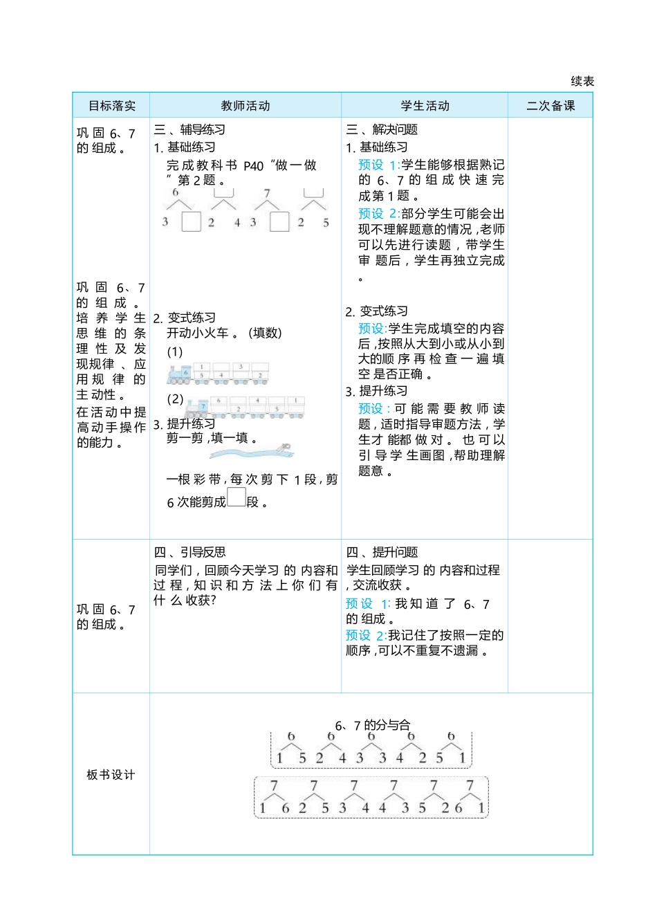 2.3  6、7 的分与合 大单元整体教学设计(表格式）人教版（2024）数学一年级上册.docx_第3页