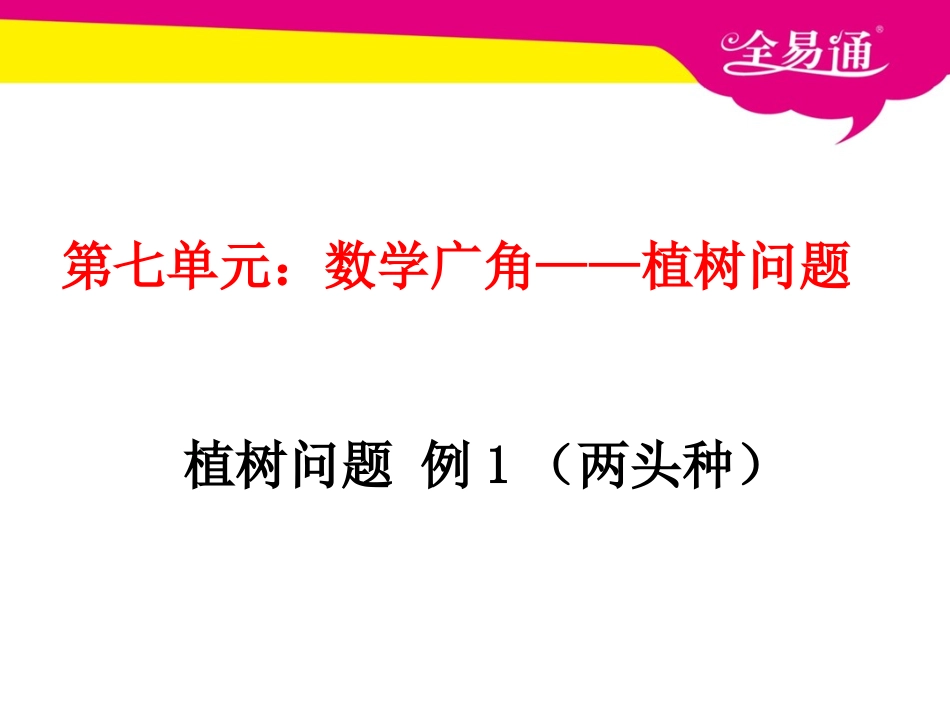 第七单元 数学广角——植树问题 植树问题 例1 （两头种）.ppt_第1页