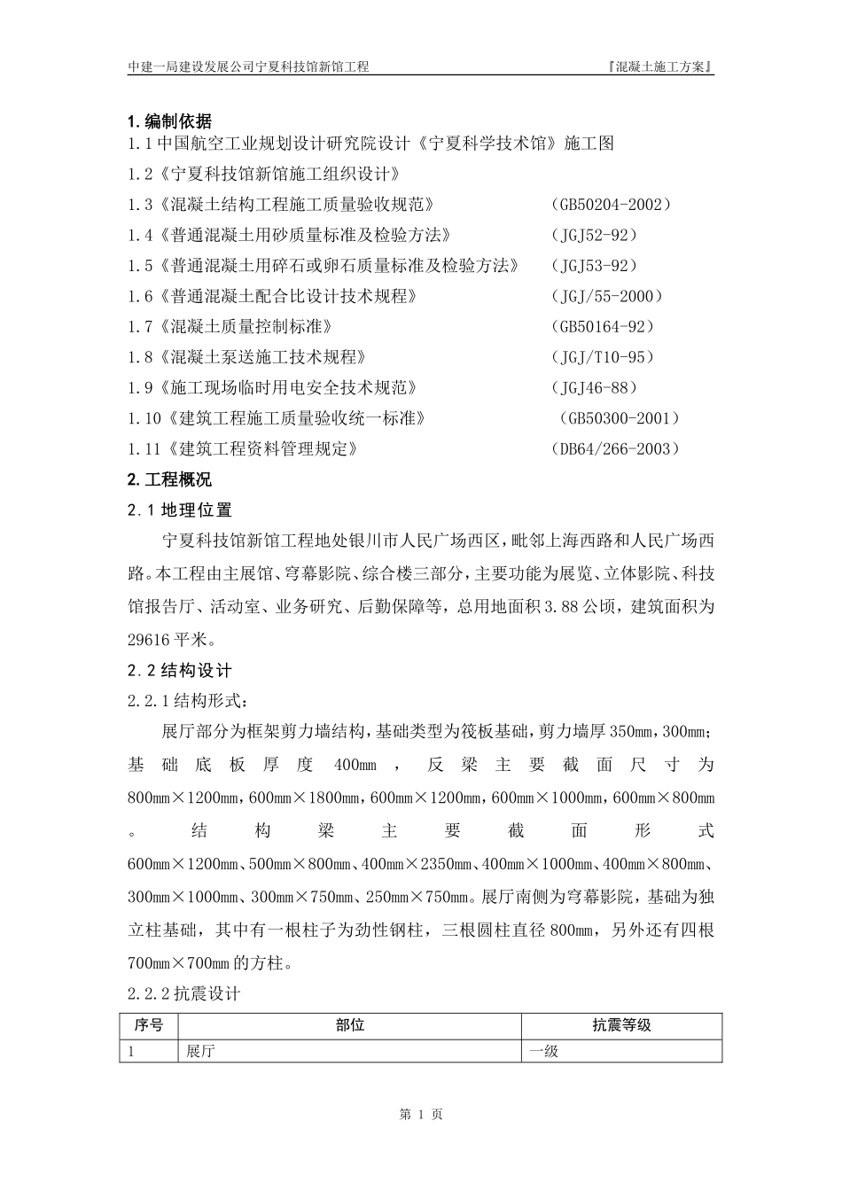2025年精选优质工程资料：混凝土施工方案#1.doc_第1页