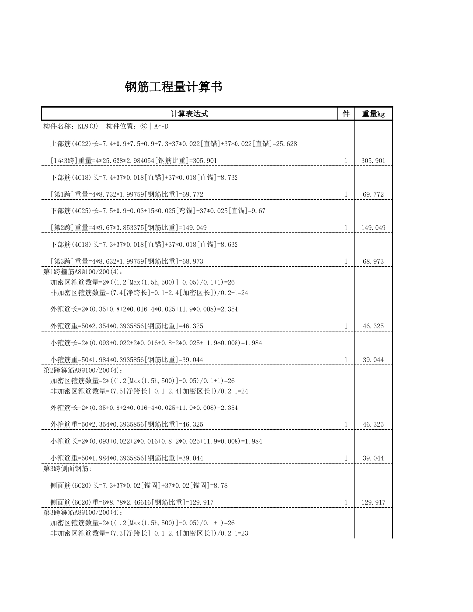 2025年精选优质工程资料：KL9.xls_第3页