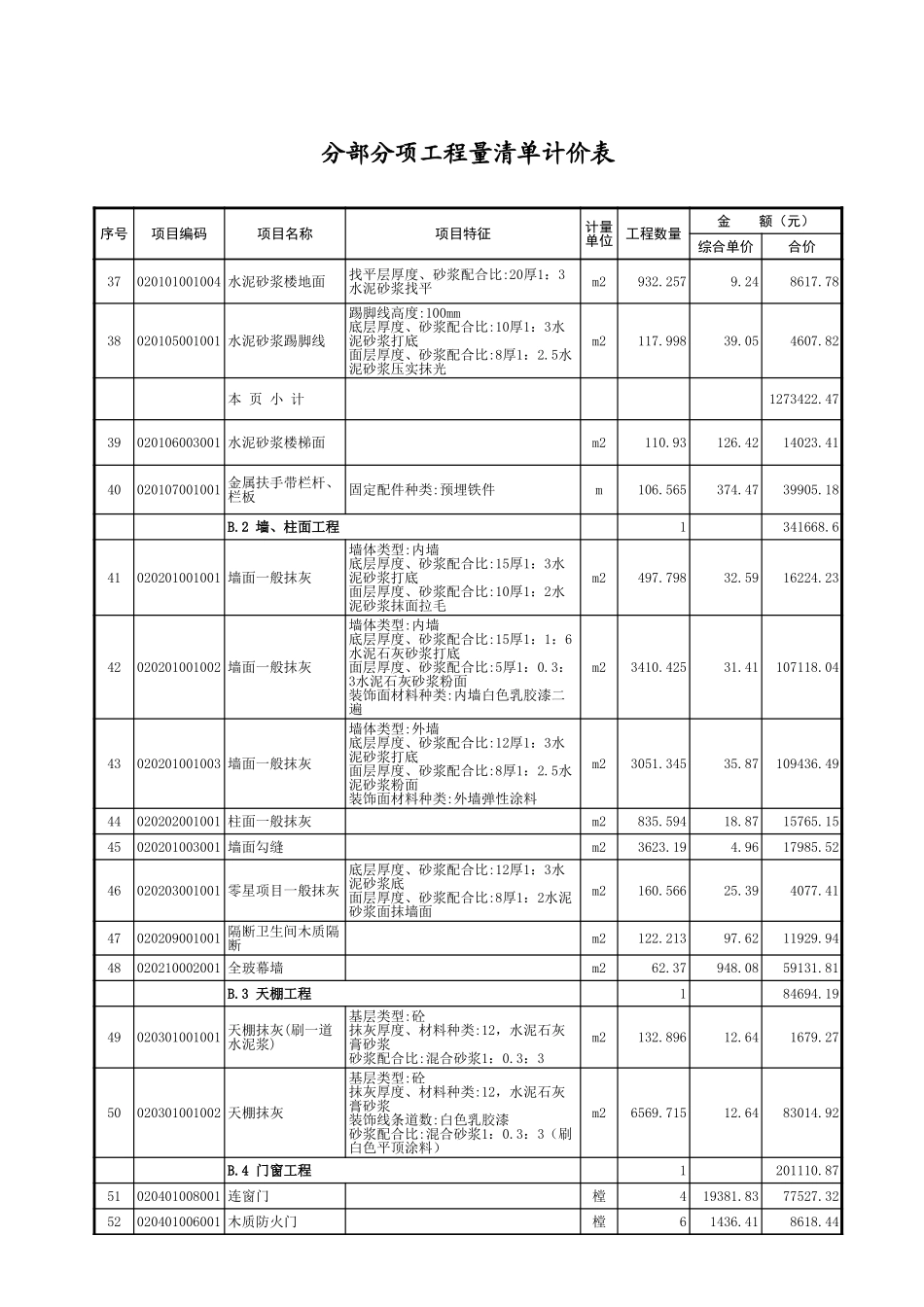 2025年精选优质工程资料：分部分项工程量清单计价表.xls_第3页