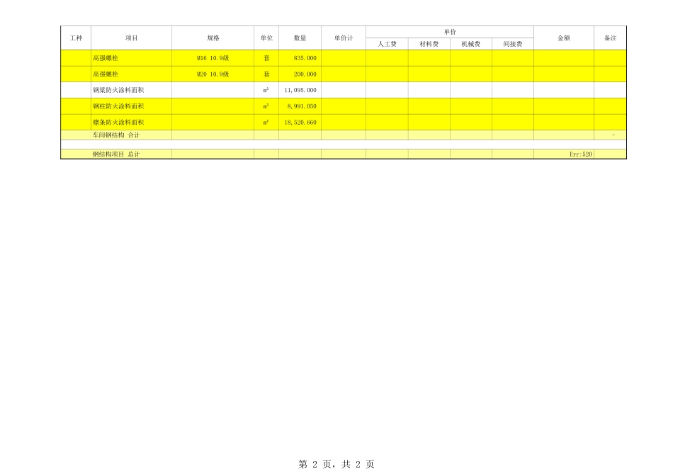 2025年精选优质工程资料：钢结构预算清单--北京.xls_第2页