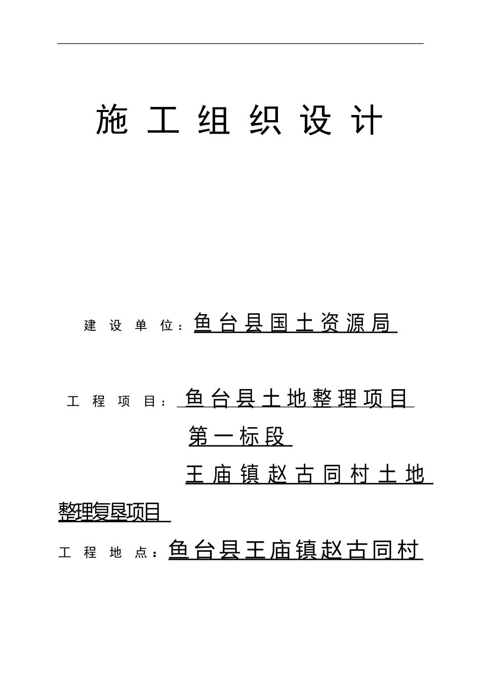 2025年精选优质工程资料：土地整理项目施工组织设计.doc_第1页