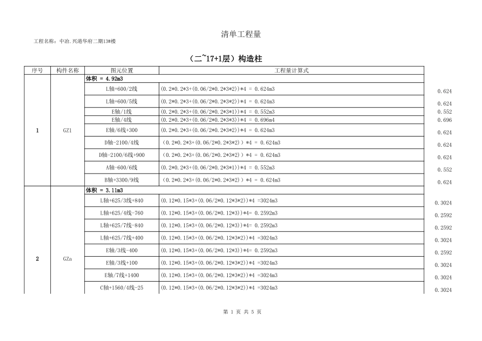 2025年精选优质工程资料：构造柱.xls_第1页