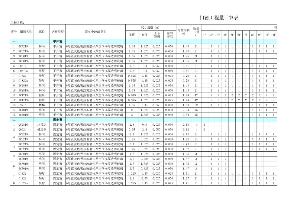 2025年精选优质工程资料：门窗工程量计算表.xls_第2页