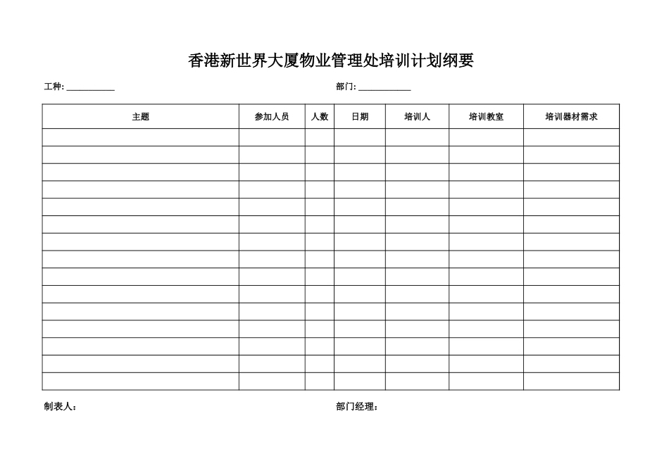 2025年精选优质工程资料：培训计划表.xls_第1页