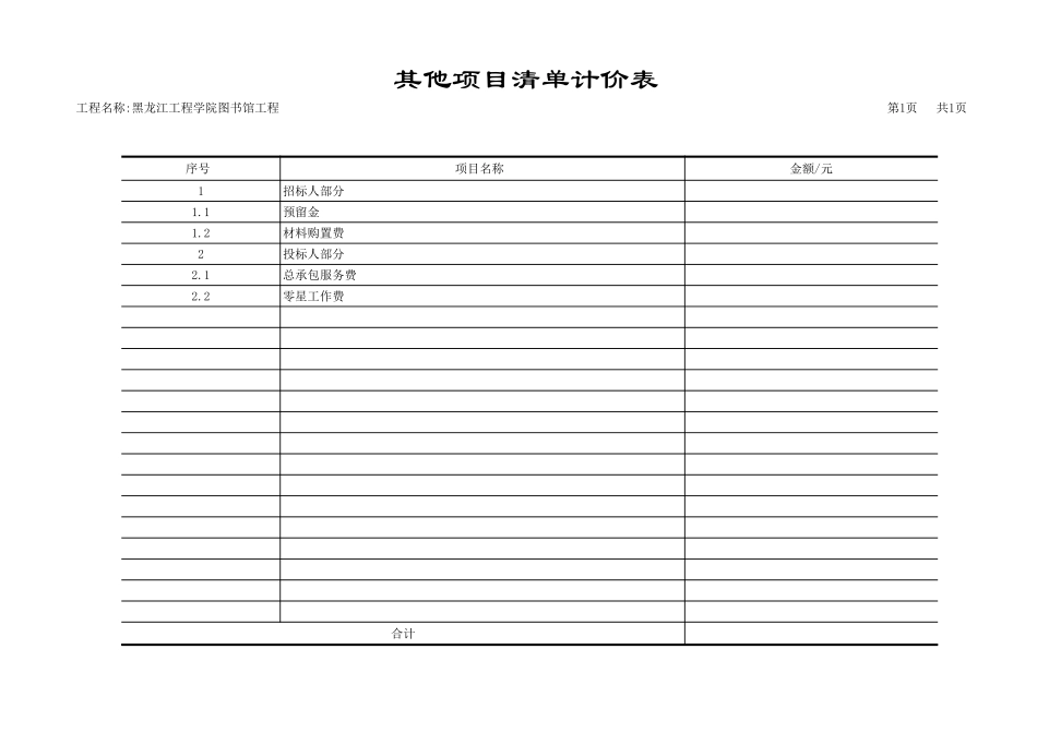 2025年精选优质工程资料：其他项目清单计价表7.xls_第1页