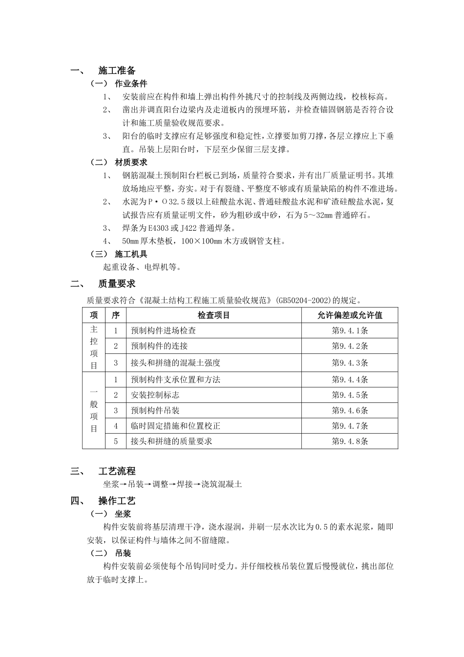 2025年优质工程资料：001预制阳台栏板安装工程.doc_第1页
