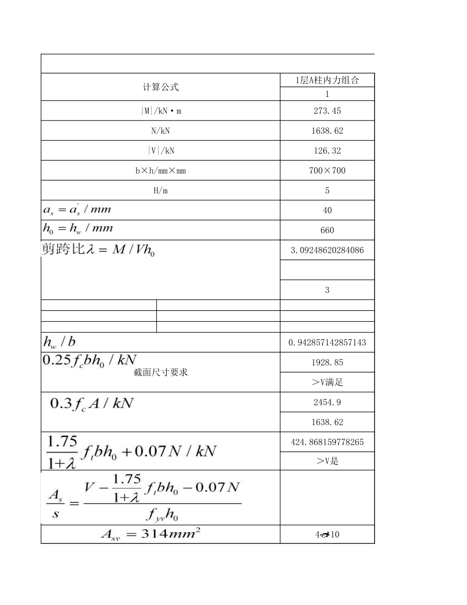 2025年精选优质工程资料：柱抗震斜截面受剪承载力计算.xls_第1页