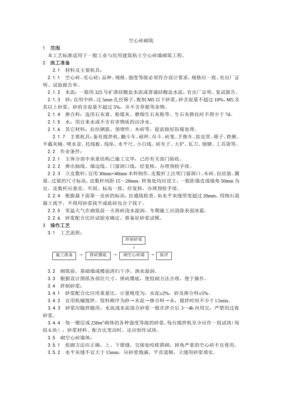 2025年优质工程资料：005空心砖砌筑.doc_第1页