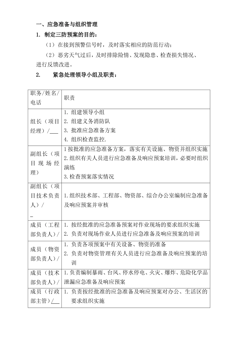 2025年优质工程资料：xxx项目三防应急预案.doc_第1页