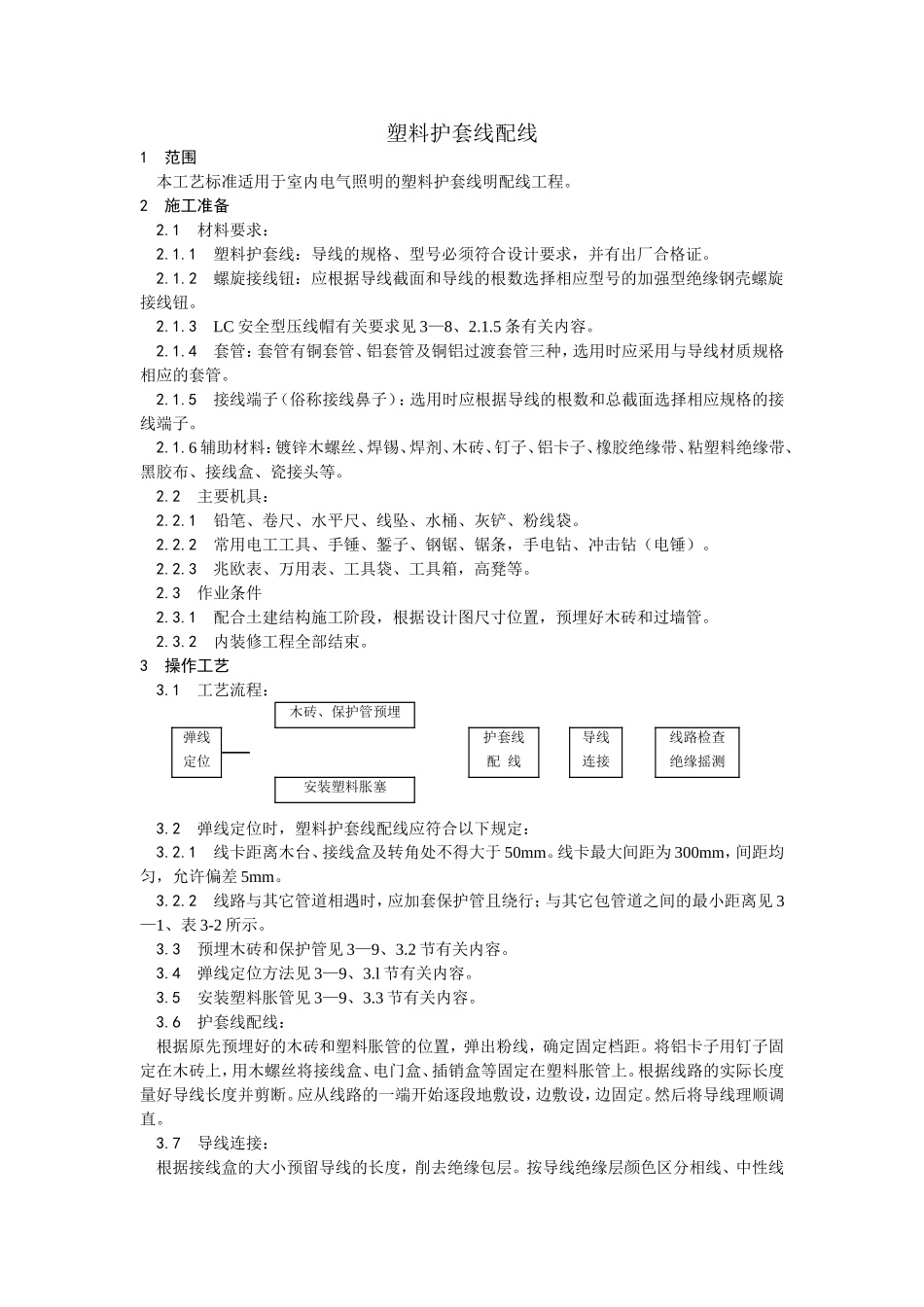 2025年优质工程资料：011塑料护套线配线.doc_第1页