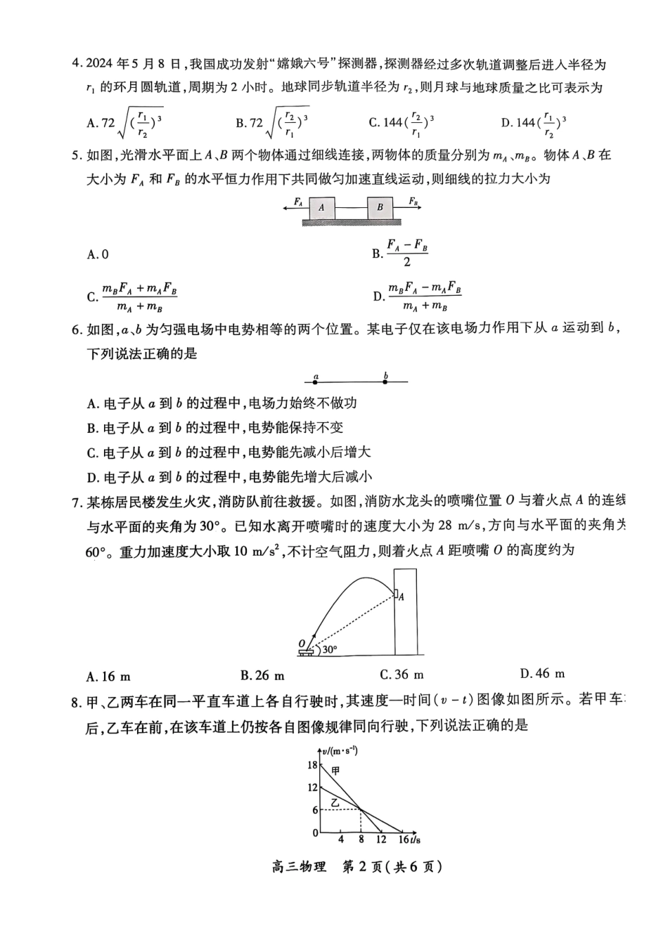 江西省上进联考2024-2025学年高三下学期2月统一调研测试物理试卷 (1).pdf_第2页