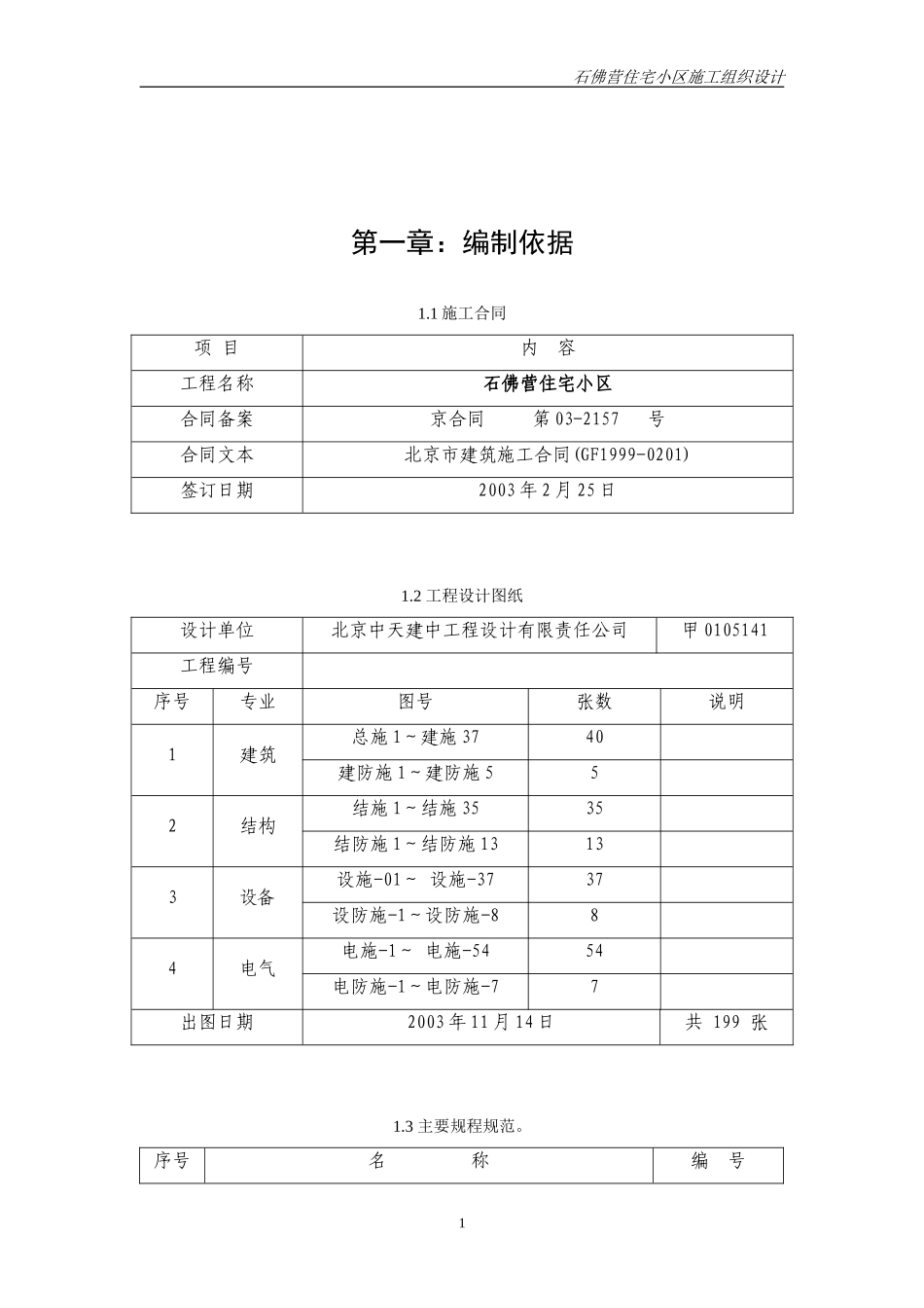 2025年工程建设资料：石佛营住宅小区施组（施工）.doc_第1页