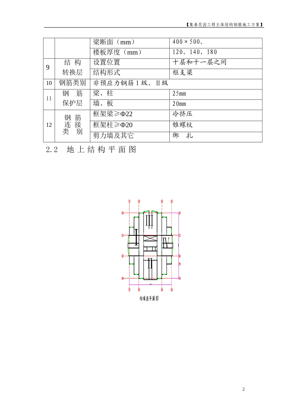 2025年工程建设资料：集泰花园工程主体结构钢筋施工方案.doc_第2页