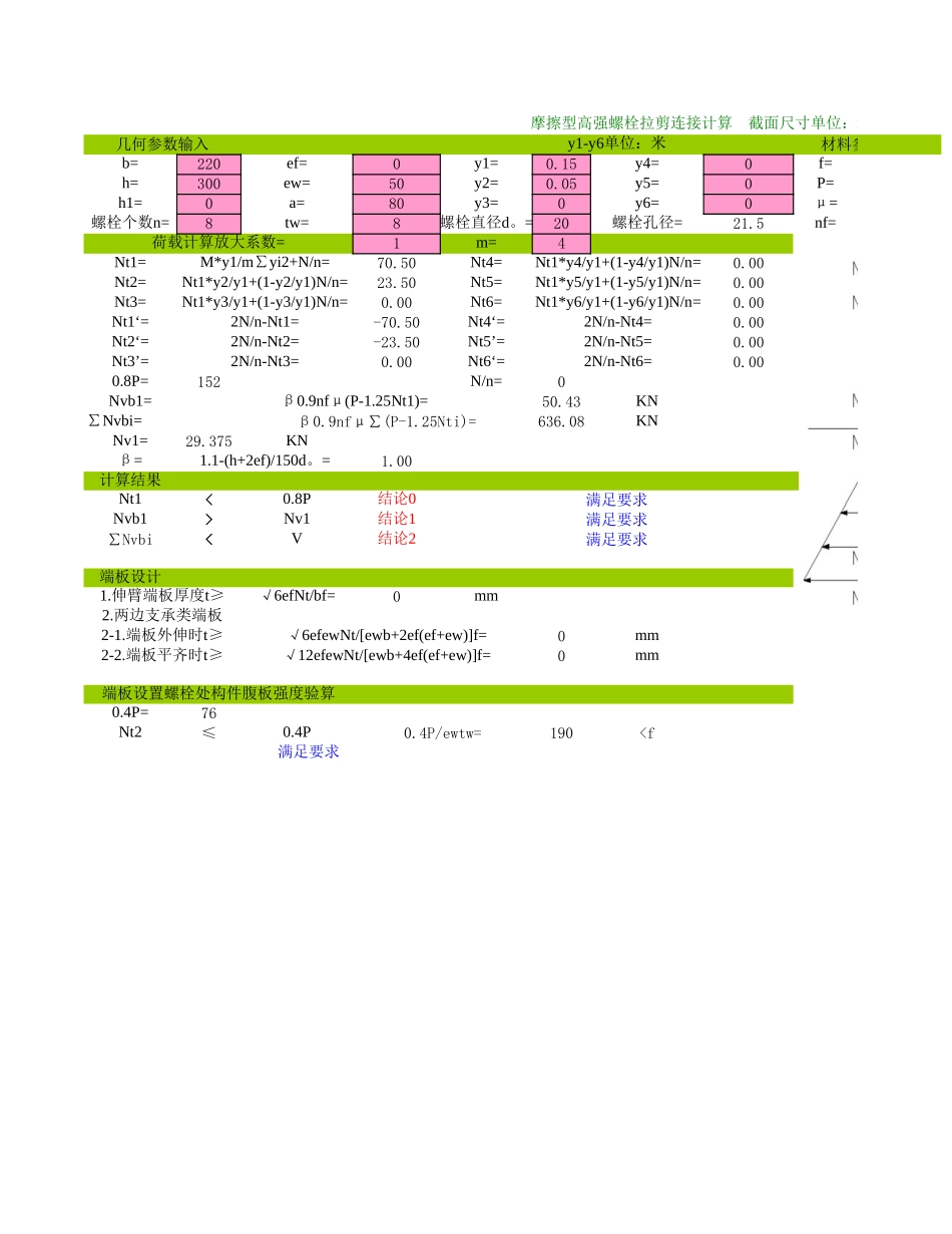 2025年工程建设资料：高强螺栓连接计算.xls_第1页