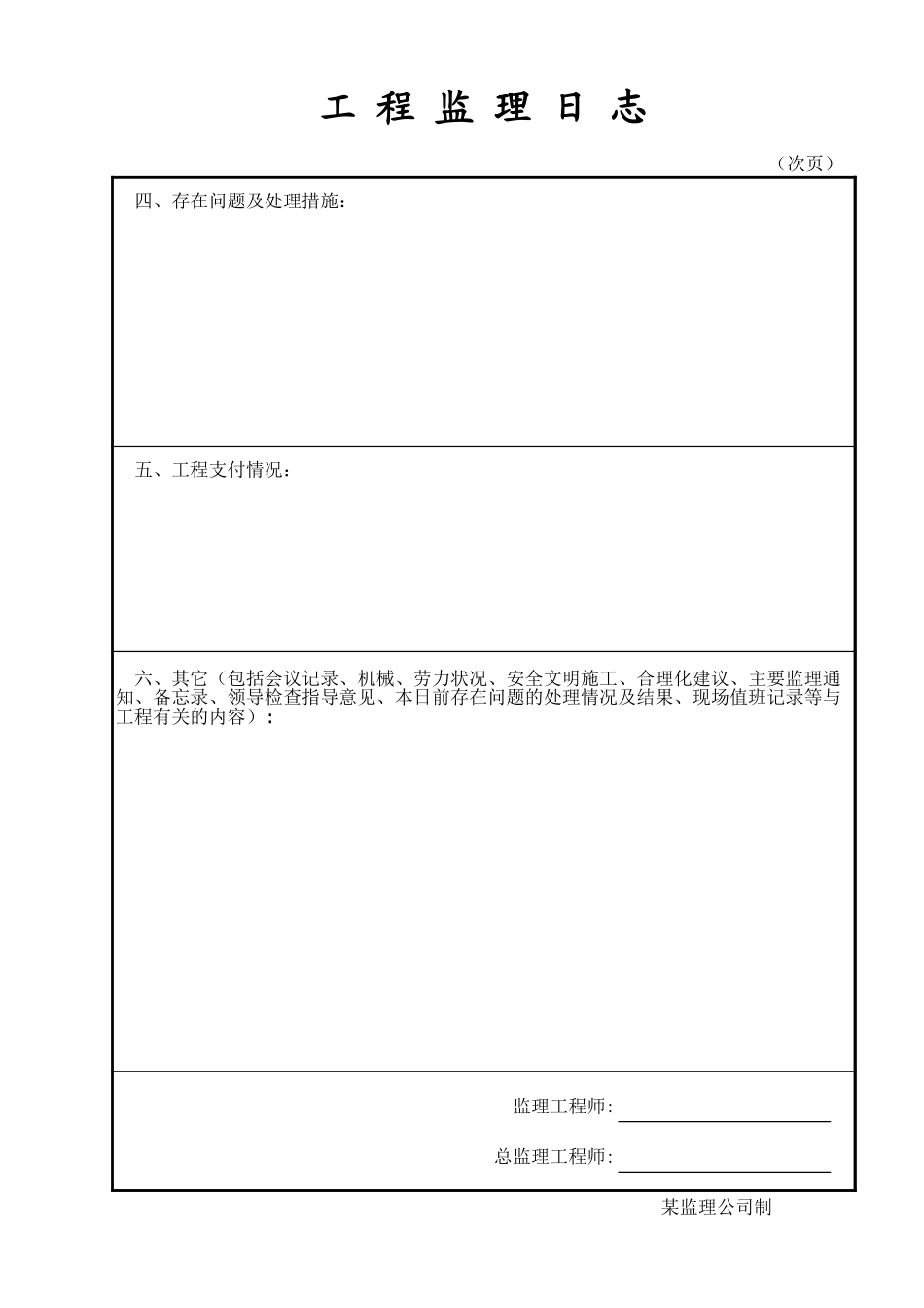 2025年工程建设资料：监理日志.xls_第3页