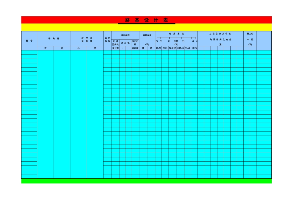 2025年工程建设资料：经典路基设计表.XLS_第1页