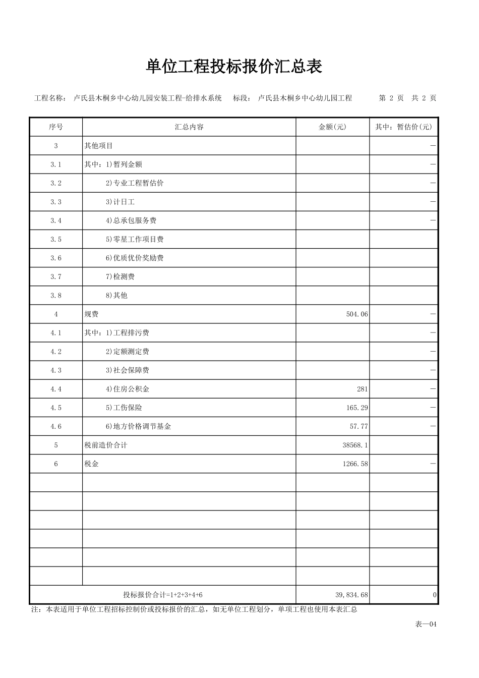 2025年工程建设资料：卢氏县木桐乡中心幼儿园安装工程-给排水系统.xls_第3页