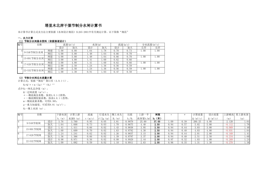 2025年工程建设资料：水闸计算书.xls_第1页