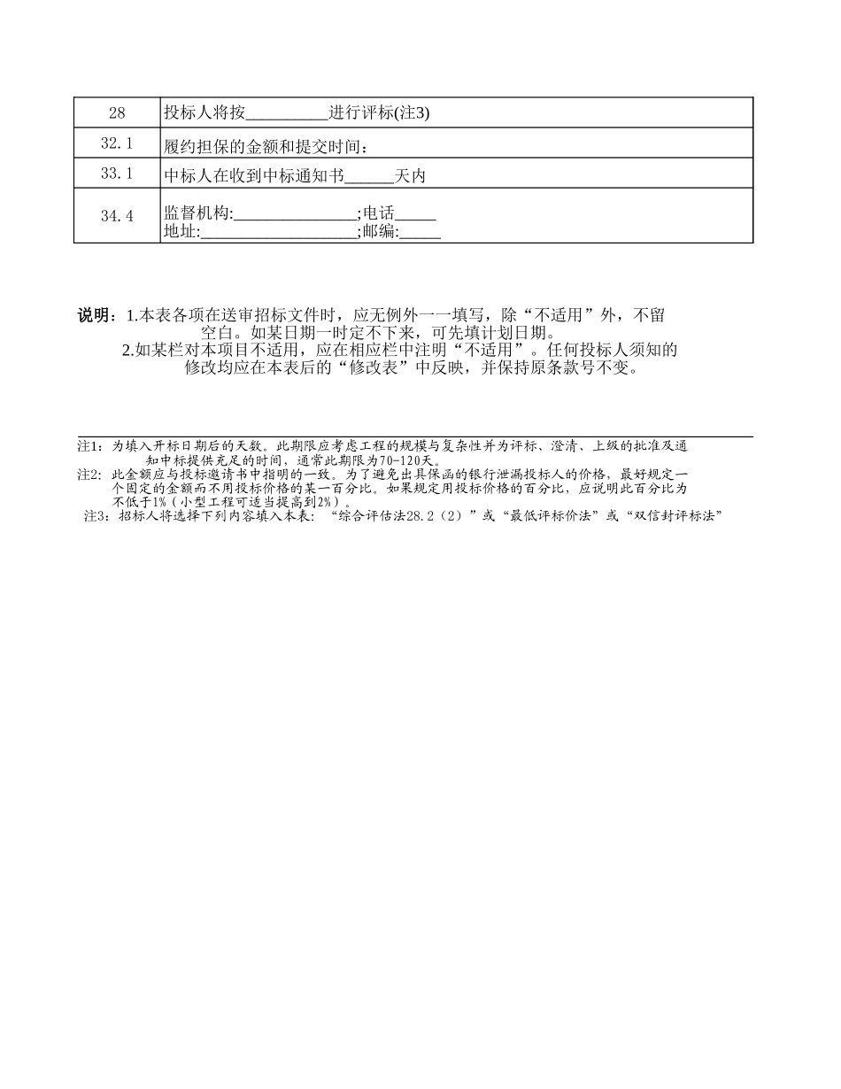 2025年工程建设资料：投标人须知资料表.xls_第2页
