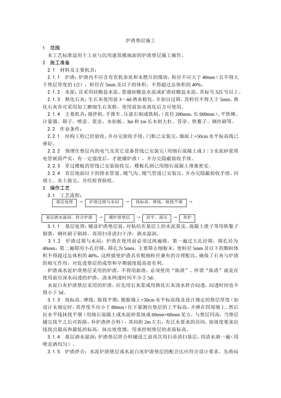 2025年工程建设资料：001炉渣垫层施工工艺 (2).doc_第1页