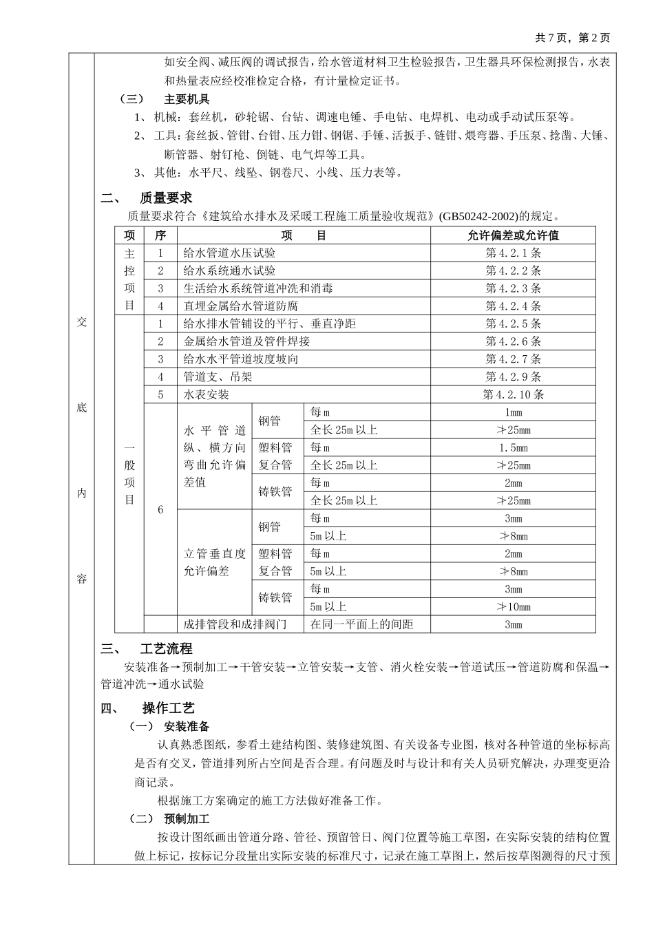 2025年工程建设资料：01室内给水管道安装工程.doc_第2页