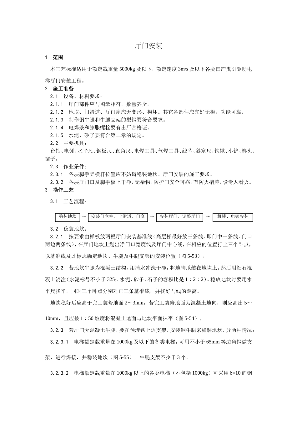 2025年工程建设资料：005厅门安装工艺.doc_第1页