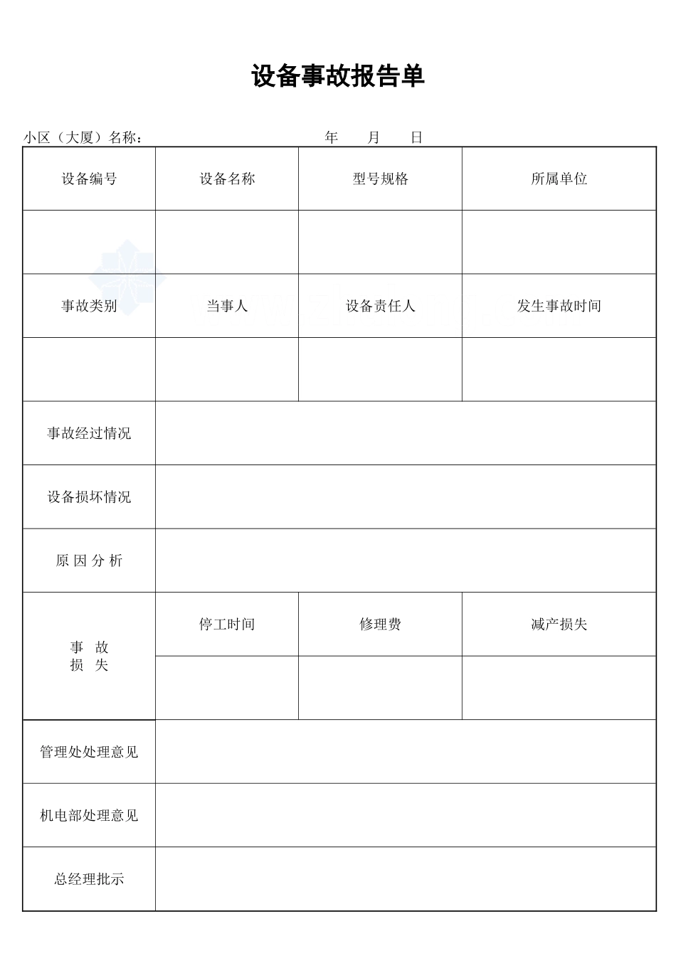 2025年工程建设资料：设备事故报告单_secret.doc_第1页