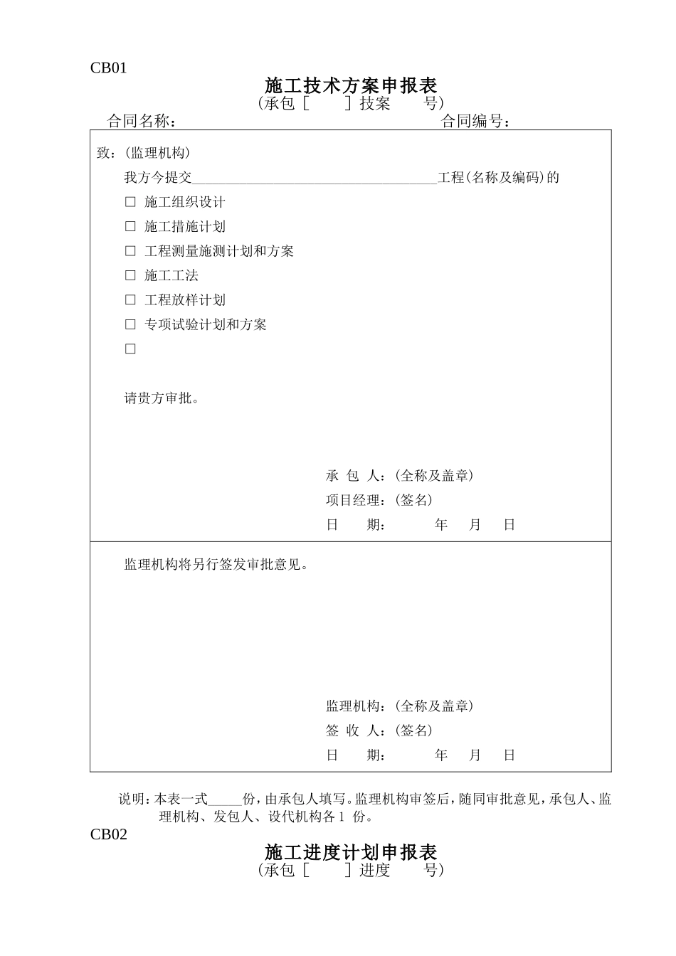 2025年工程建设资料：施工监理常用表格1-施工格式.doc_第1页