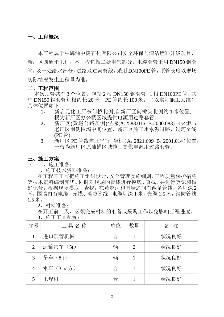 2025年工程建设资料：石化有限公司顶管工程施工方案.doc_第3页