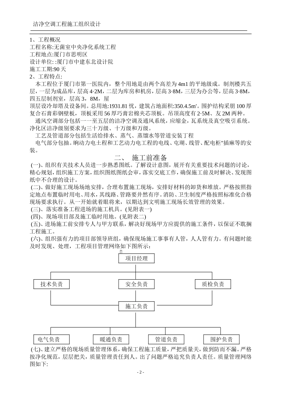 2025年工程建设资料：洁净空调施工组织设计.doc_第2页