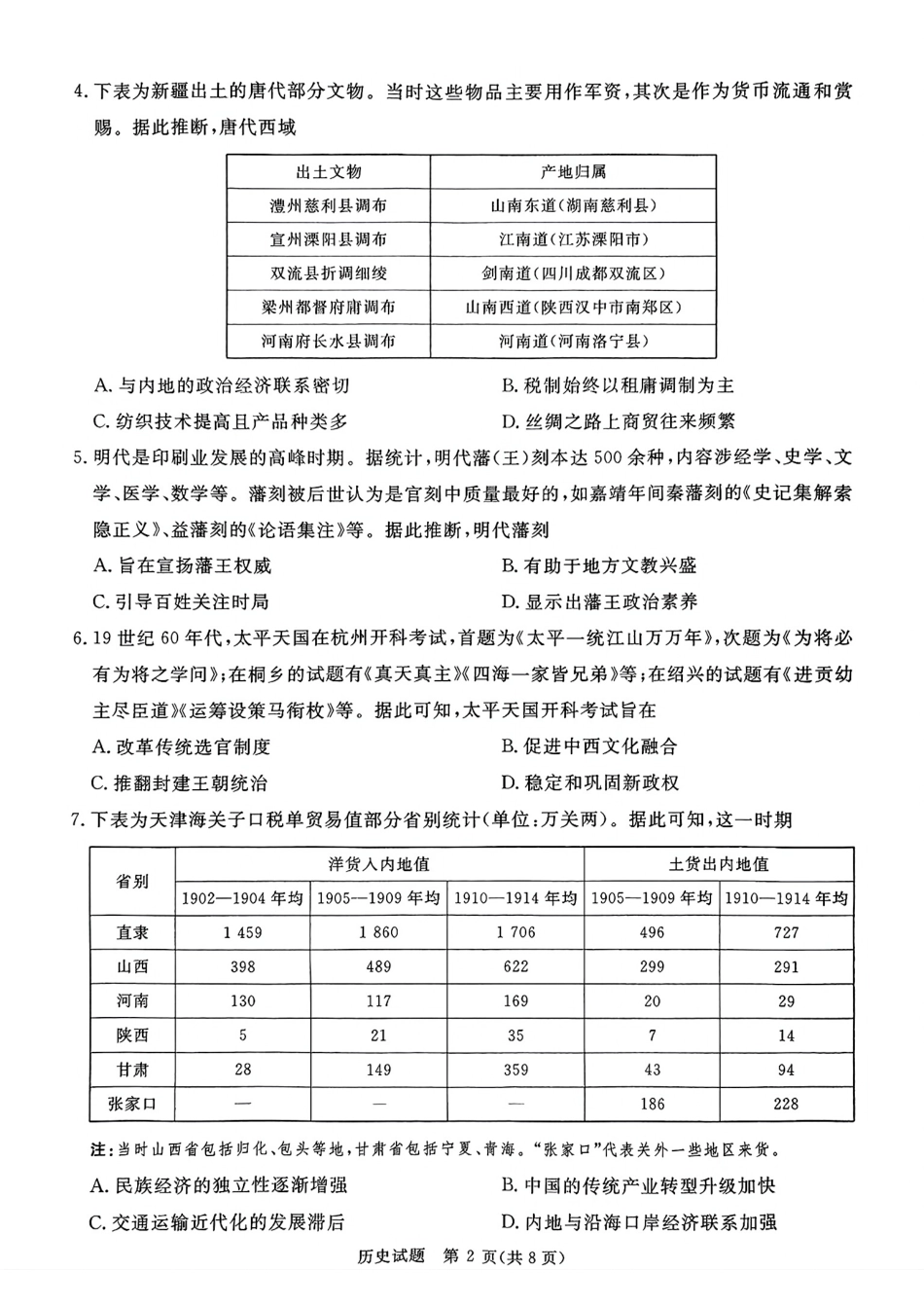 2025河南青桐鸣高三2月联考历史试题.pdf_第2页