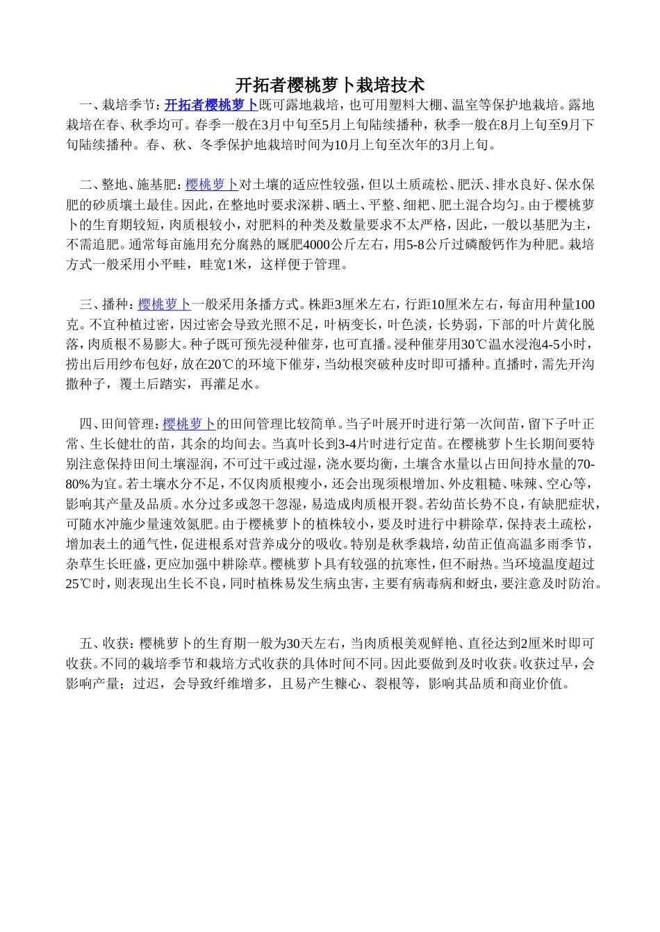 2025年农业种植资料：开拓者樱桃萝卜.doc_第1页