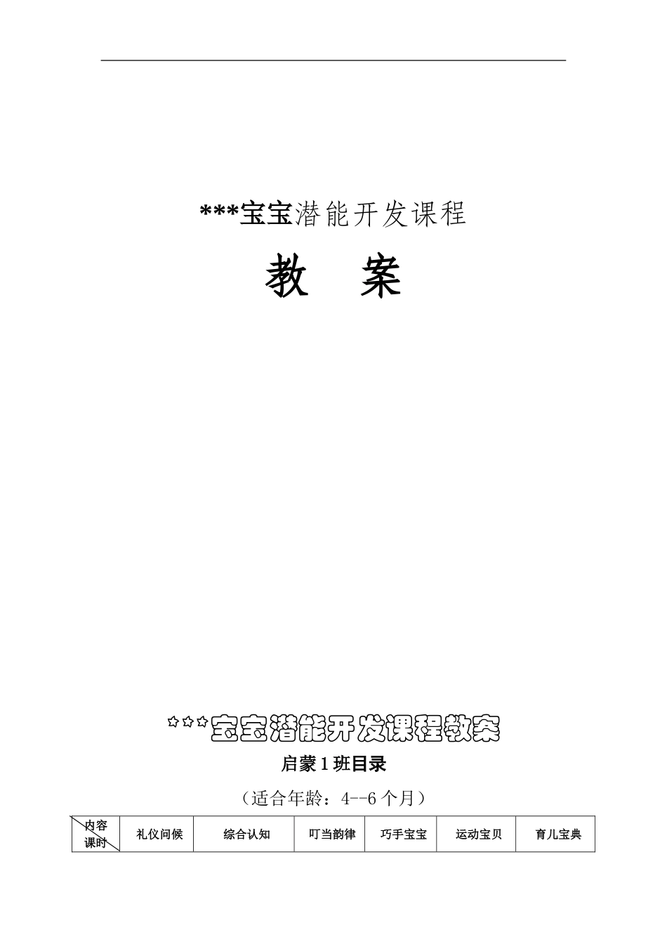 2025年早教资料整理：亲子教案大纲目录.doc_第1页