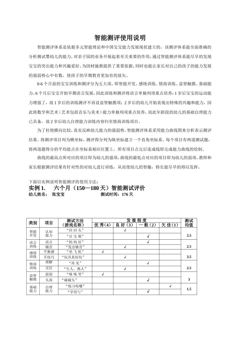 2025年早教资料整理：智能测评使用说明.doc_第1页