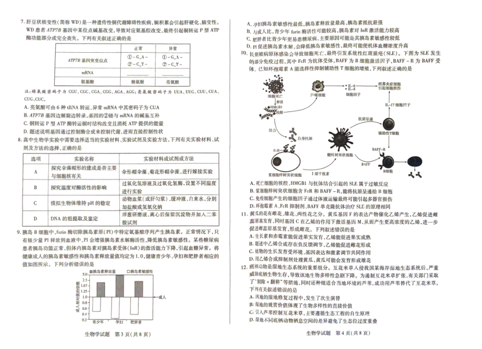 河南省天一大联考2024-2025学年高三下学期阶段测试（五）生物学试题.pdf_第2页