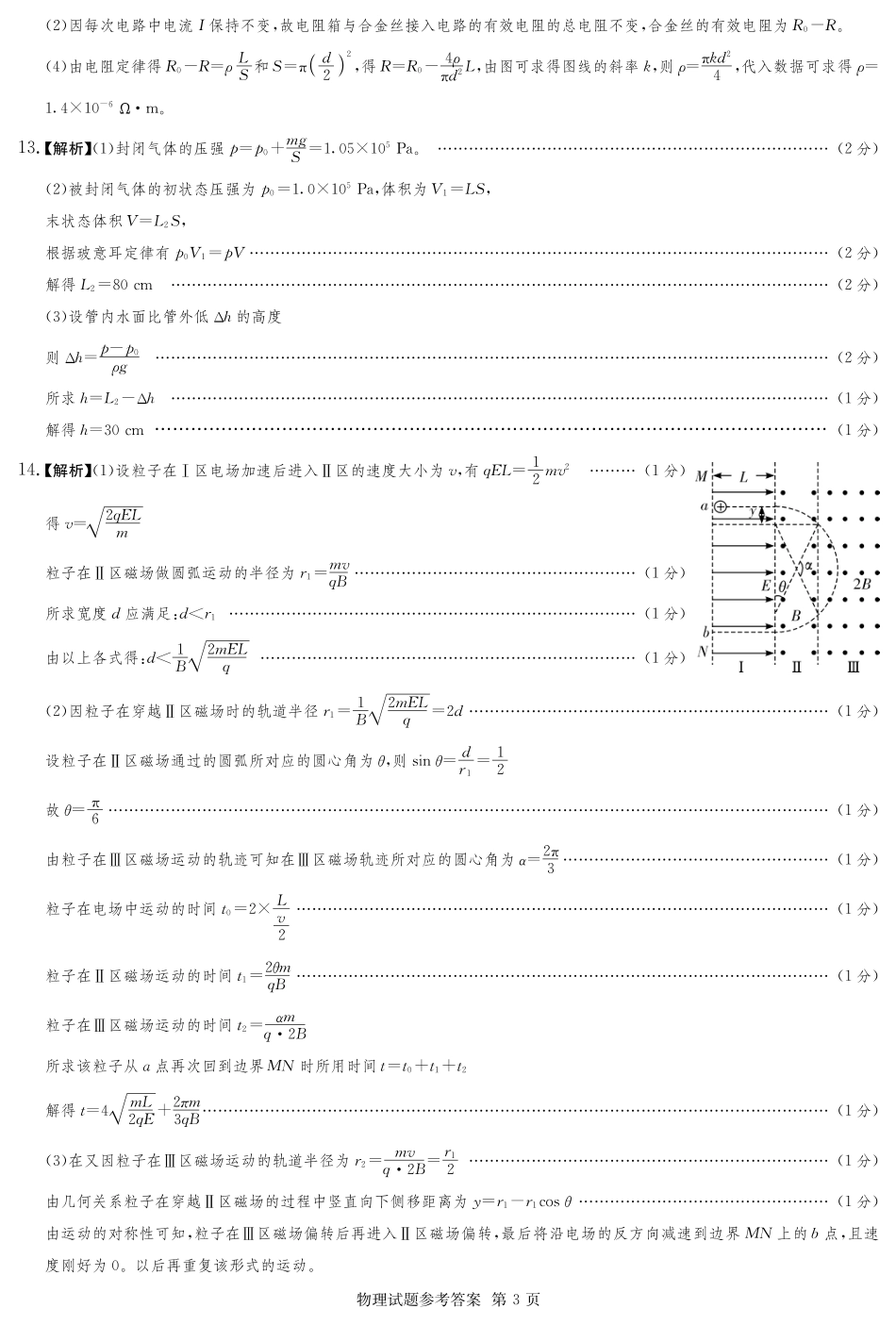 湖南省佩佩教育2025届2月高三开学联考物理答案.pdf_第3页